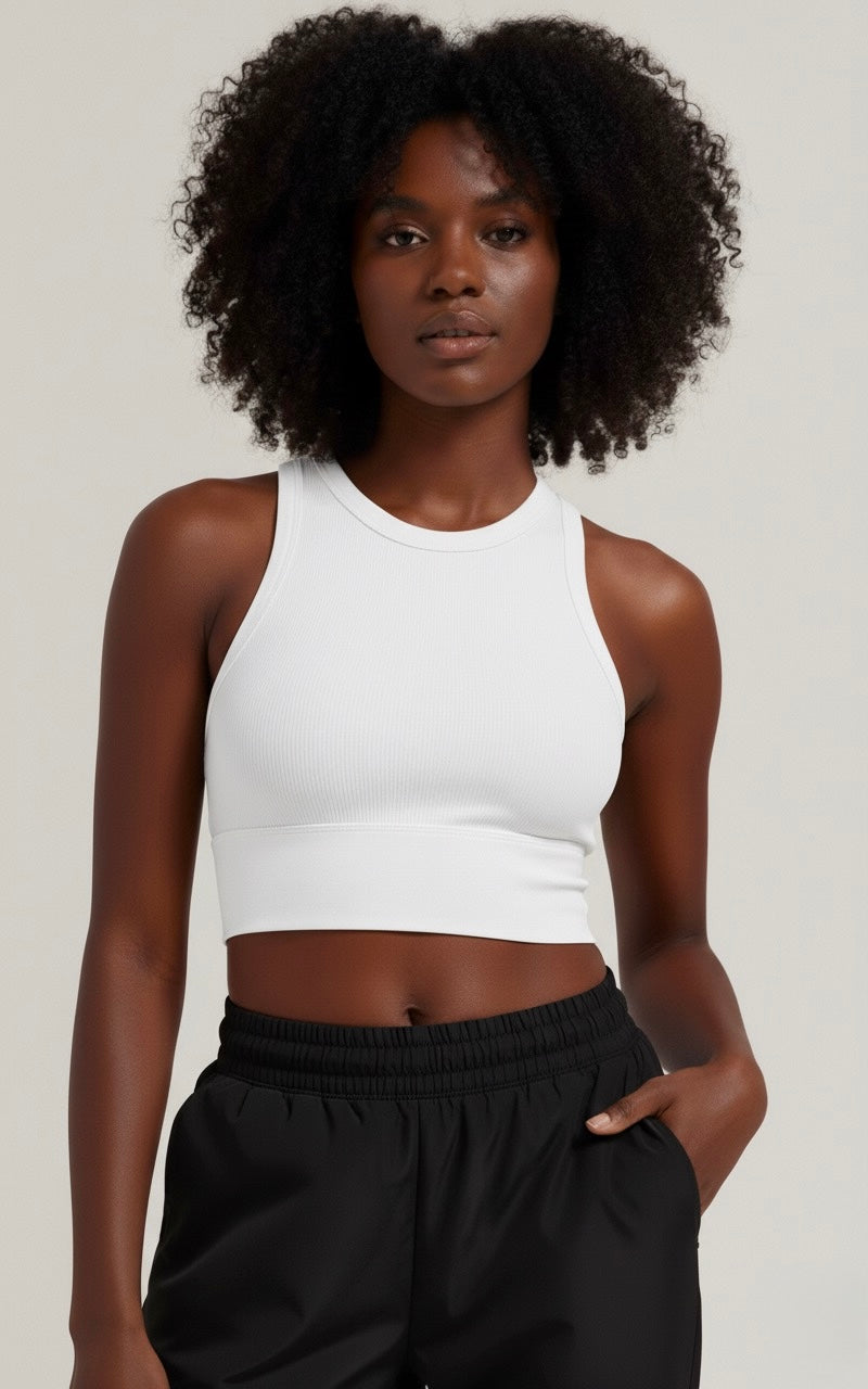 Seamless Ribbed Bralette | White