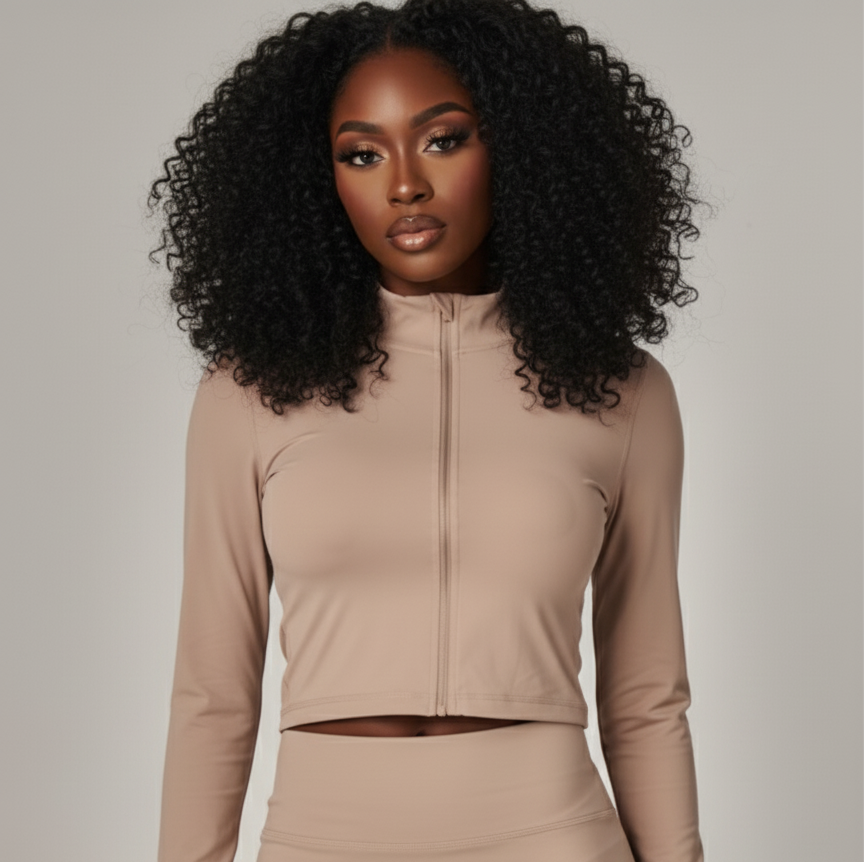 Butter Soft Mock Neck Jacket | Light Taupe