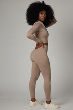 Butter Soft Mock Neck Jacket Legging Set| Light Taupe